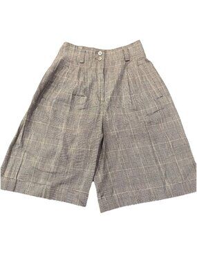 Vintage Structured 80s Plaid Womens XS Pleated Lightweight Shorts